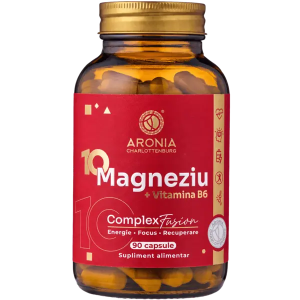 10 Magneziu + Vitamina B6 – Complex Fusion: 10 forme de magneziu + vitamina B6 pentru energie, focus și recuperare