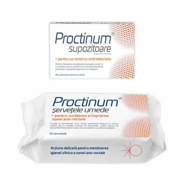 10 supozitoare Proctinum+ Servetele umede 72 bucati, Zdrovit