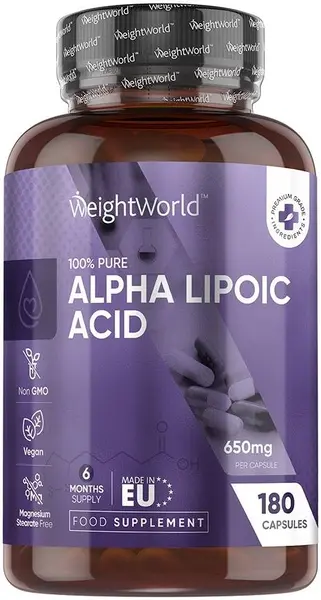 100% Pure Alpha Lipoic Acid, 650 mg, 180 capsule, Weight World