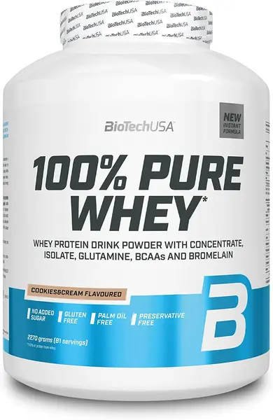 100% Pure Whey, biscuiți și cremă, 2270 g, BioTech USA