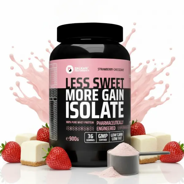 100% Whey Protein Isolate cu arome, 900g - Cheesecake căpșuni