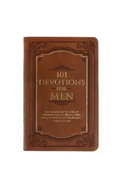 101 Devotions for Men, Encouragement for a Life of Faith, Brown Faux Leather Flexcover - Christian Art Gifts