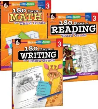 180 Days of Reading, Writing and Math for Third Grade 3-Book Set, Paperback/Teacher Created Materials