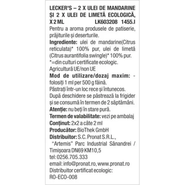 2 x ulei de mandarine bio si 2 x ulei de limeta bio, x 2 ml