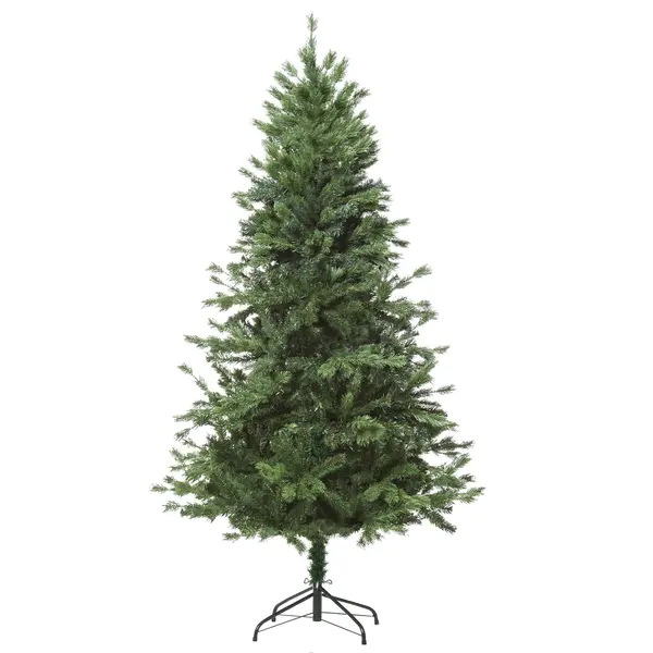 210cm Brad de Craciun, Pin artificial cu ramuri 934 baza pliabila si detasabila, Decoratiune de Craciun HOMCOM | Aosom Romania