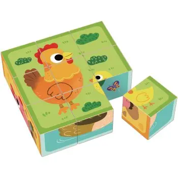 2Kids Toys Wooden Blocks Farm cuburi din lemn