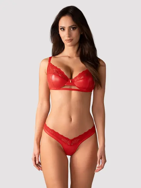 2XL/3XL - Set compus din sutien si chilot brazilian Aliosa Rosu