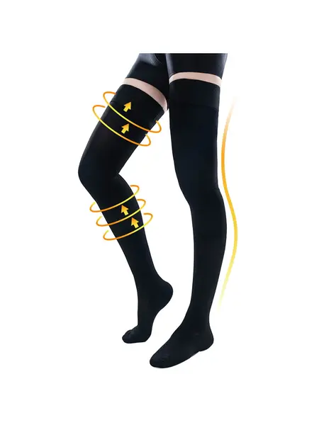 2XL - Ciorapi Compresivi Medicali Soxly Clasa I (15-21 mmHg) - Până la Coapsă - Negru - Vârf Închis Ciorapi Compresivi Medicali Soxly Până la Coapsă...