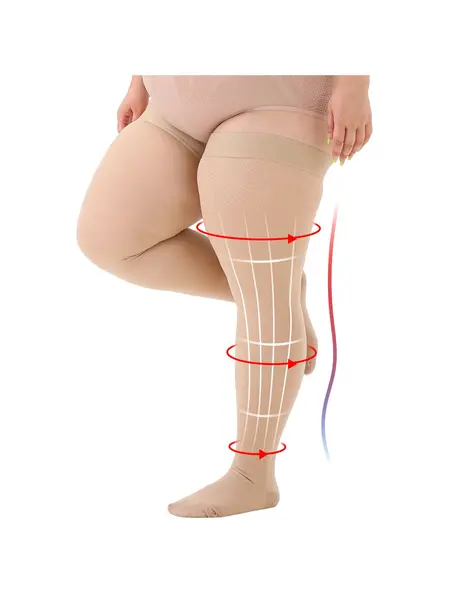 2XL - Ciorapi Compresivi Medicali Soxly Clasa I (15-21 mmHg) - Până la Coapsă - Bej - Vârf Închis Ciorapi Compresivi Medicali Soxly Până la Coapsă Clasa...