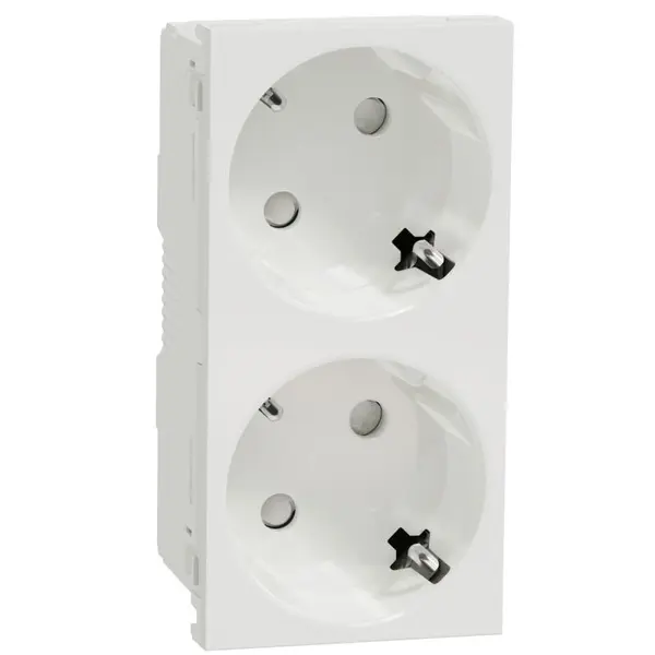 2xPriza modulara 2P+E, fara surub cu obturator Schneider Noua Unica NU306618, alb