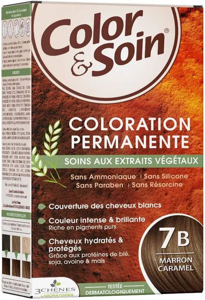 3 Chenes Color & Soin Vopsea de păr , 7B Culoare maro caramel