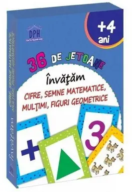 36 de jetoane. Invatam cifre, semne matematice, multimi, figuri geometrice