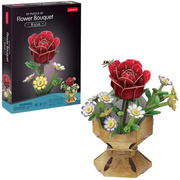 3D Puzzle Cubic Fun din 120 piese- Buchet de trandafiri