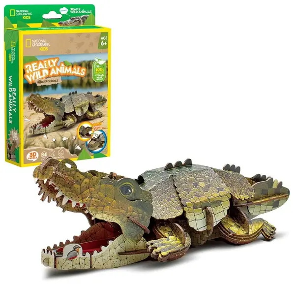 3D Puzzle Cubic Fun din 54 piese- Crocodil