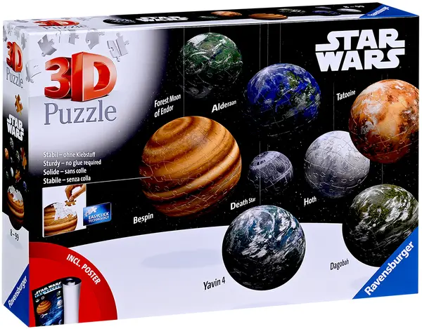 3D Puzzle Ravensburger din 531 piese - Planetele din Războiului Stelelor