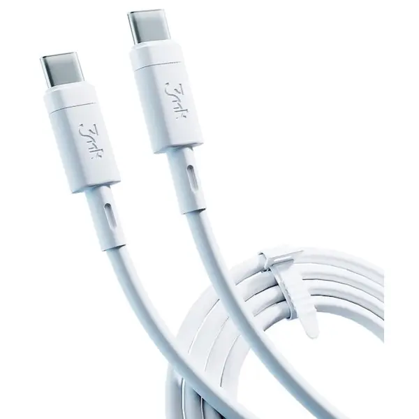 3MK Cablu Date si Incarcare 3MK, Hyper Silicone, USB Type-C la USB Type-C, 1m, PD 60W, 3A, Alb