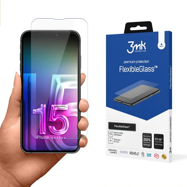 3MK Folie de protectie Ecran 3MK FlexibleGlass pentru Apple iPhone 15 Pro, Sticla Flexibila, Full Glue