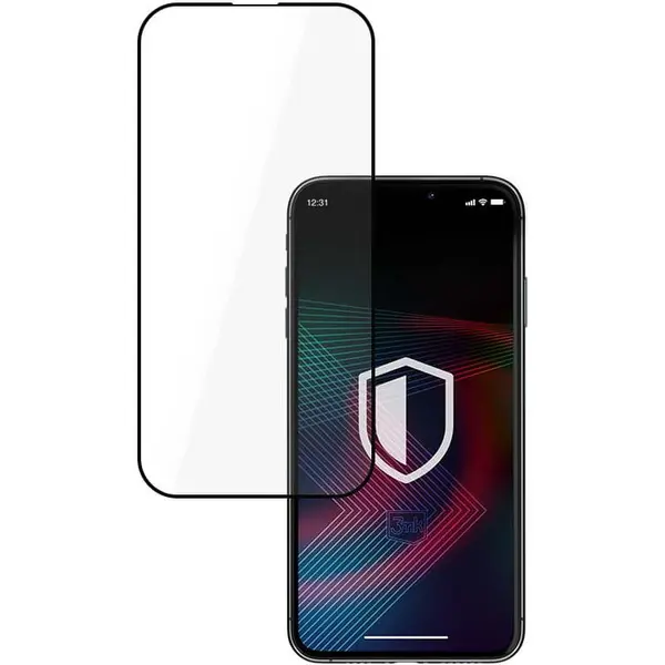 3MK Folie protectie pentru iPhone 14/14 Pro, 3MK, Sticla, Negru/transparent
