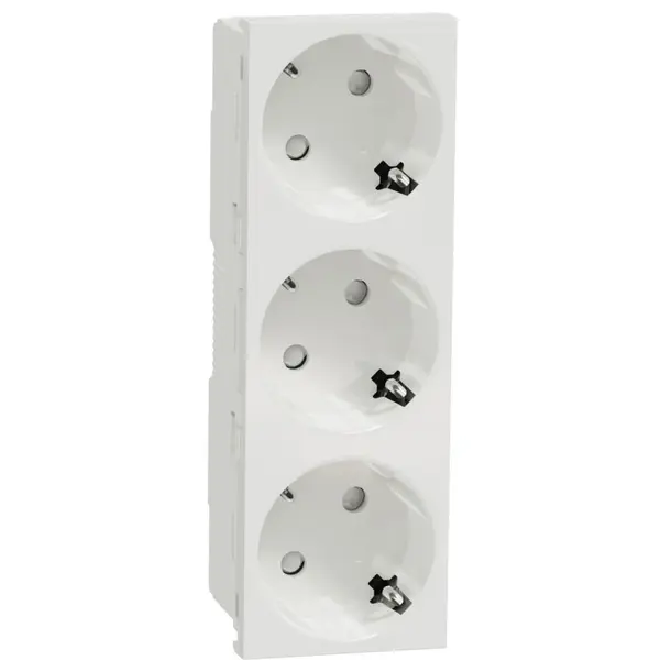 3xPriza modulara 2P+E, fara surub cu obturator Schneider Noua Unica NU307618, alb