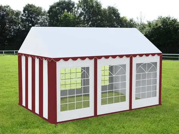4x6 m Cort Evenimente ECONOMY, PVC 500g/m² rosu-alb - Default Title