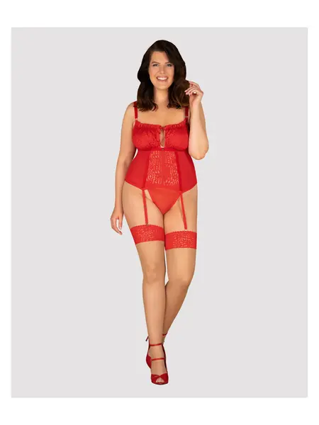 4XL/5XL - Corset cu chilot tanga inclus Corset Blossmina Rosu