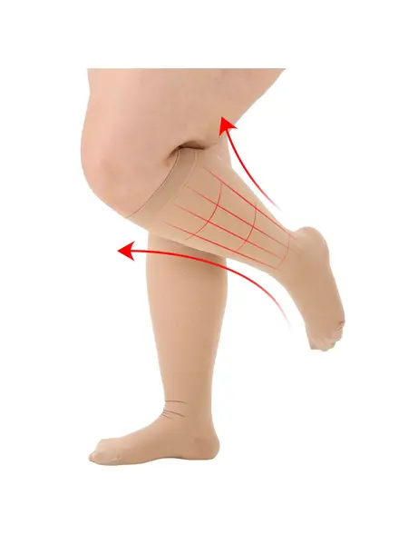 4XL - Ciorapi Compresivi Medicali Soxly Clasa I (15-21 mmHg) - Pana La Genunchi - Bej - Vârf Închis Ciorapi Compresivi Medicali Soxly Pana La Genunchi...