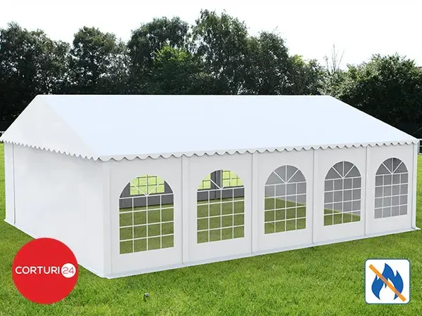 6x10 m Cort Evenimente PROFESSIONAL XXL, PVC ignifug alb - Default Title