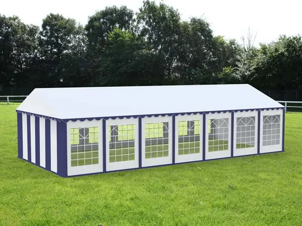 6x14 m Cort Evenimente ECONOMY, PVC 500g/m² albastru-alb - Default Title