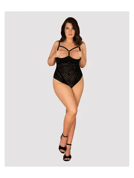 6XL/7XL - Body crotchless Body Jagueria Negru