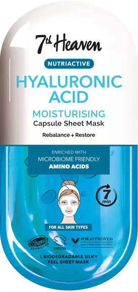 7th Heaven Foaie de mască facială Nutriactive Hyaluronic Acid, 1 buc