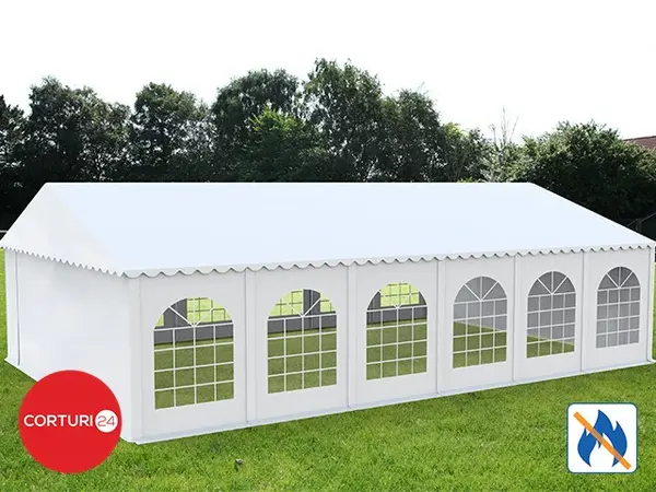 8x12 m Cort Evenimente PROFESSIONAL XXL, PVC ignifug alb - Default Title