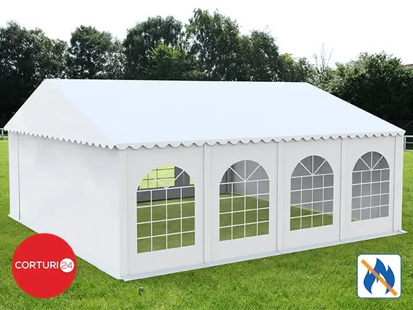 8x8 m Cort Evenimente PROFESSIONAL XXL, PVC ignifug alb - Default Title