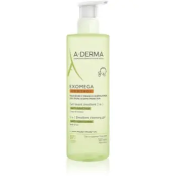 A-Derma Exomega Control 2 in 1 emollient cleansing gel gel de duș pentru piele uscata spre atopica