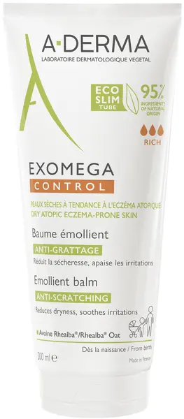 A-Derma Exomega Control Balsam emolient împotriva zgârieturilor, 200 ml