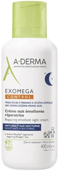 A-Derma Exomega Control Cremă de noapte emolientă și reparatoare, 400 ml