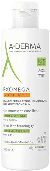 A-Derma Exomega Control Gel spumant emolient, 500 ml