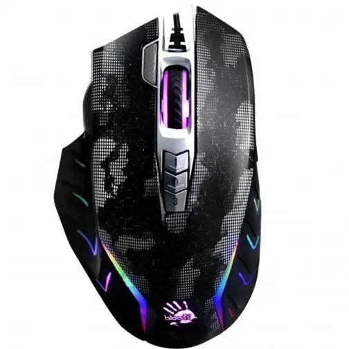 A4tech Mouse A4Tech J95S, gaming, cu fir, USB, optic, 8000 dpi, iluminare, butoane programabile, Negru-Multicolor