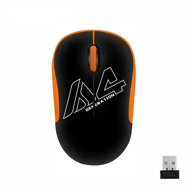 A4tech MOUSE wireless A4tech, PC sau NB, 2.4GHz, Optic, 1000 dpi, butoane-scroll 3-1, Negru-portocaliu, 45507104, G3-300N-BO