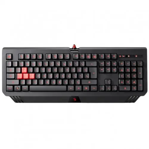 A4tech Tastatura A4Tech BLOODY Q100, cu fir, US layout, neagra, 5 levels red light illuminated, interchang