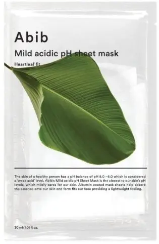 Abib Heartleaf Mască facială pe foaie Mild Acidic pH, 30 ml