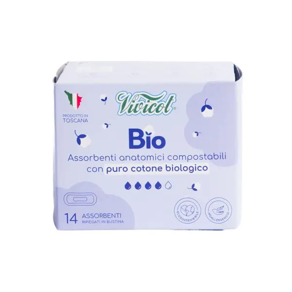 Absorbante de zi fara aripioare din bumbac compostabil 4 picaturi 14buc Vivicot