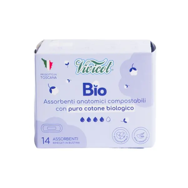 Absorbante de zi fara aripioare din bumbac compostabil 4 picaturi 14buc Vivicot