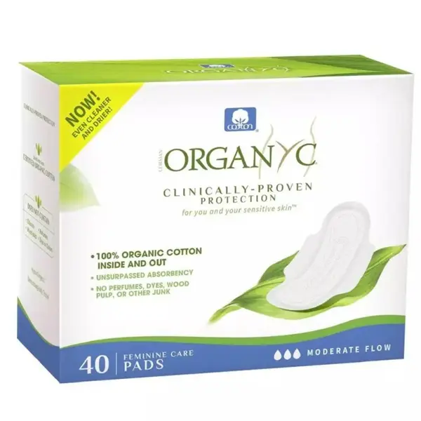 Absorbante din Bumbac Organic, pentru Flux Moderat, 4 Pachete x 10 Bucati, Organyc