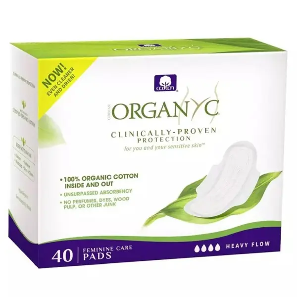 Absorbante din Bumbac Organic, pentru Noapte, 4 Pachete x 10 Bucati, Organyc