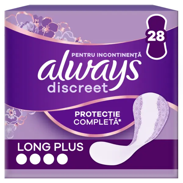 Absorbante pentru incontinenta urinara Discreet Long Plus, 28 bucati, Always
