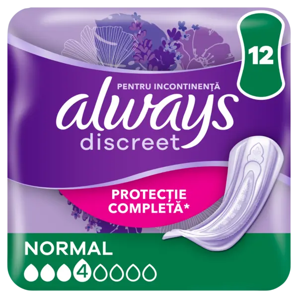 Absorbante pentru incontinenta urinara Discreet Normal, 12 bucati, Always