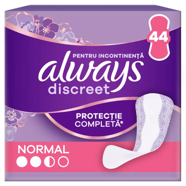 Absorbante pentru incontinenta urinara Discreet Normal, 44 bucati, Always