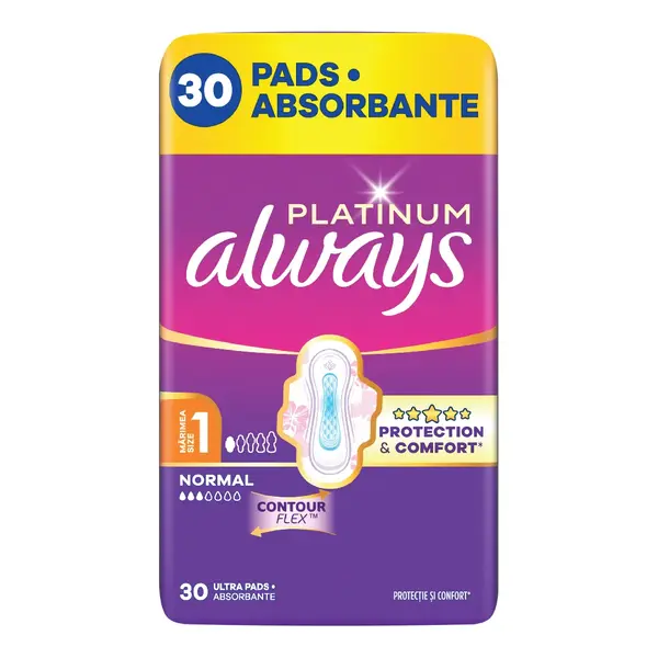Absorbante Platinum Normal, marimea 1, 30 bucati, Always