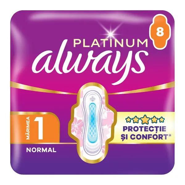 Absorbante Platinum Normal, marimea 1, 8 bucati, Always