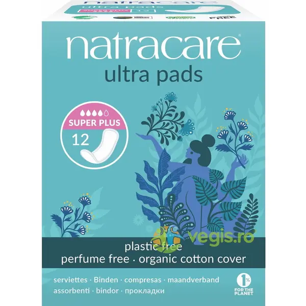Absorbante Super Plus cu Strat de Bumbac Organic (4 Picaturi) 12buc